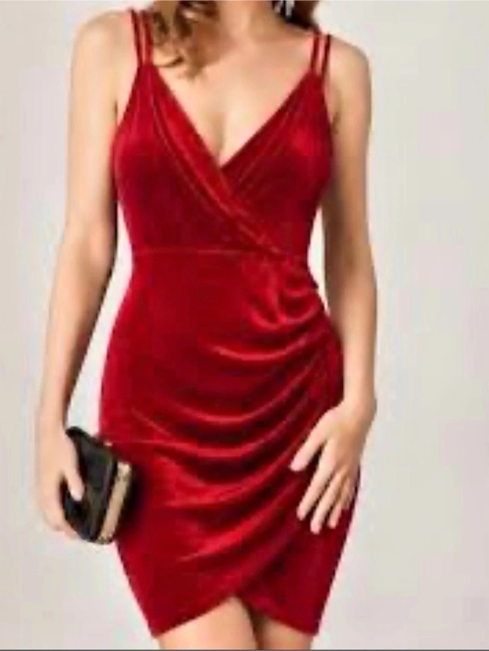 Grace Karin Spaghetti Strap Back Slit Velvet Cocktail Party Midi Dress Velvet